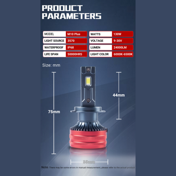 M10 Plus LED Headlight Bulbs – 24,000LM | 130W High Output | 6500K Cool White