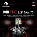 M8 Pro LED Headlight Bulbs – 6000K Cool White | 60,000LM | 120W | 30,000 Hour Lifespan